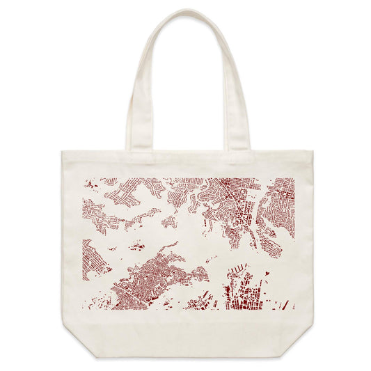 Shoulder Canvas Tote Bag - Harbour City Red