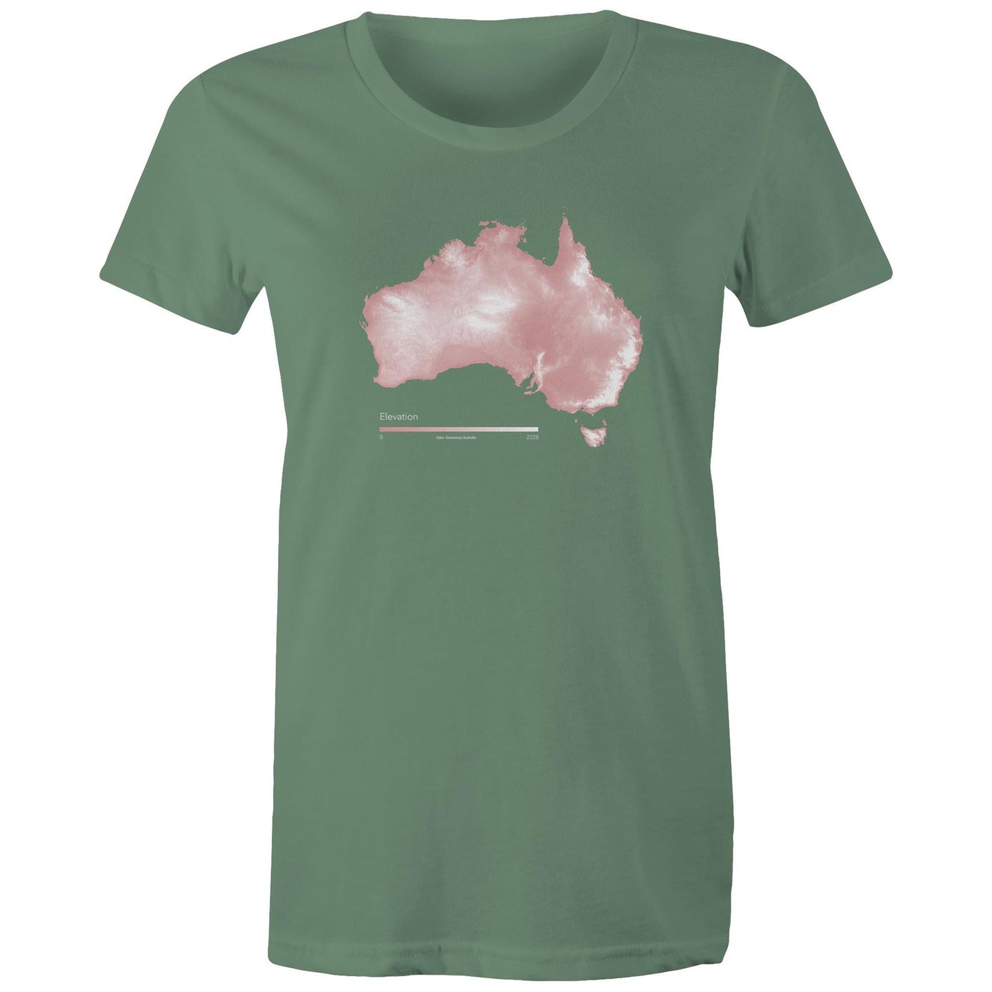 Australia Elevation Map Pink