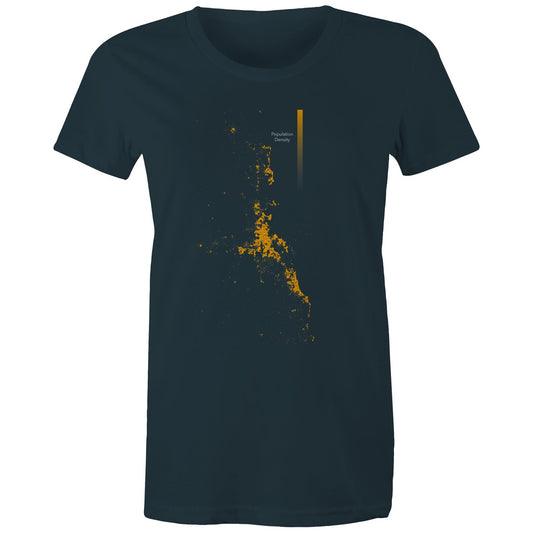 Population Density Brisbane Bright Womens T-Shirt