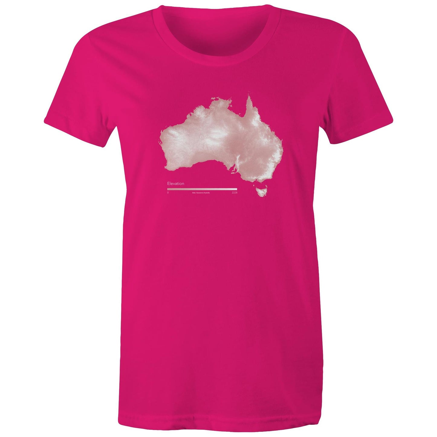 Australia Elevation Map Pink