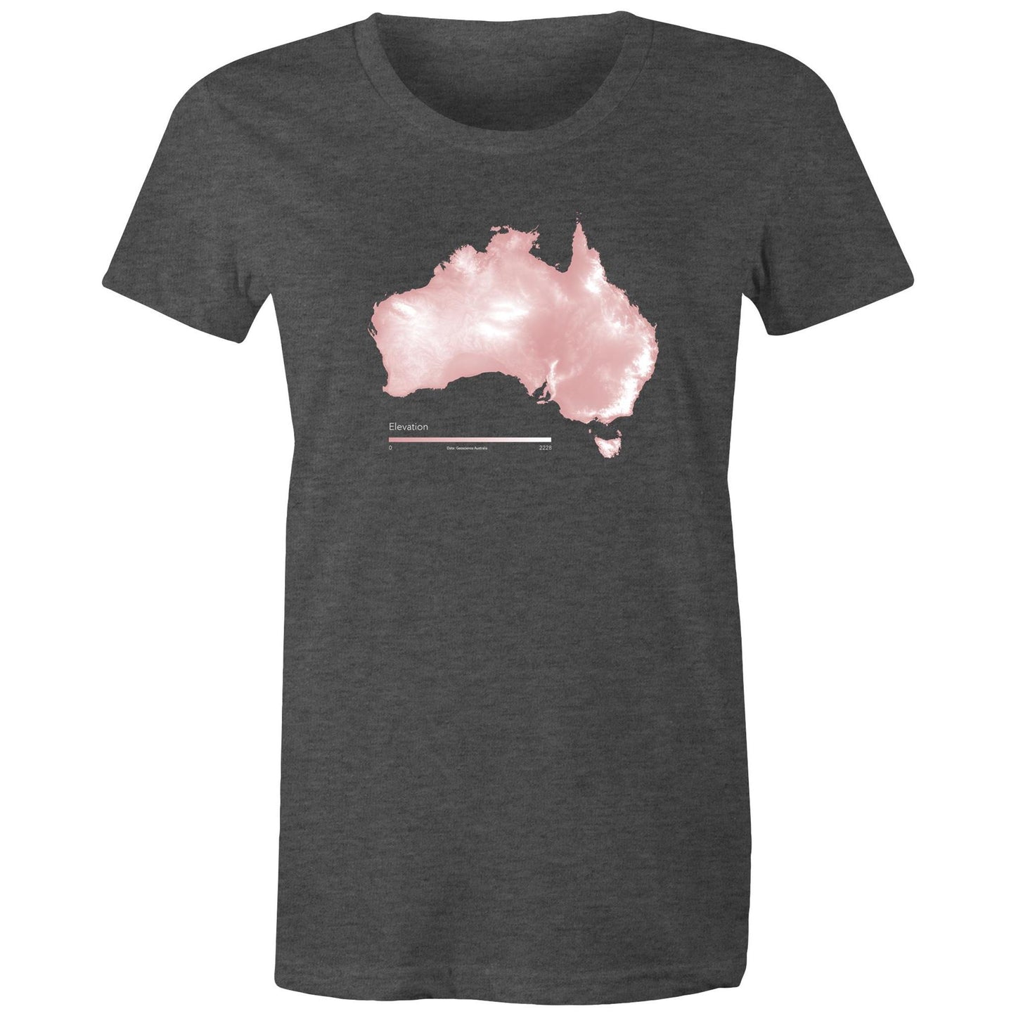 Australia Elevation Map Pink