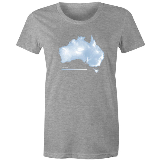 womens grey tee shirt with blue australia elevation map design